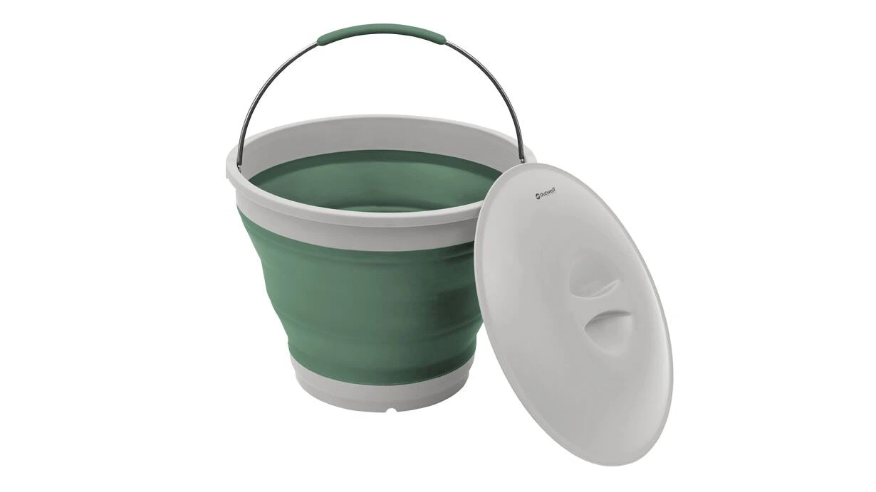 Outwell Collaps Round Bucket With Lid - Shadow Green 3 Outwell Collaps Round Bucket With Lid - Shadow Green