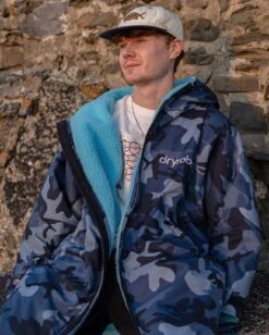 Dryrobe Advance Long Sleeve Blue Camo Blue -World Of Camping Male adult advance bluecamoblue 6
