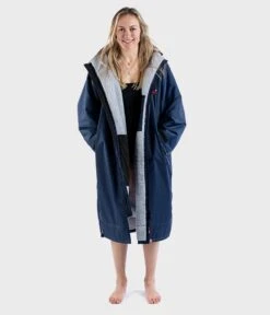 Dryrobe Advance Long Sleeve Navy Blue Grey - RECYCLED