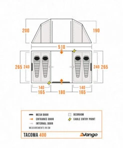 Vango Tacoma 400 Tent Package -World Of Camping Tacoma400Floorplan LowRes small