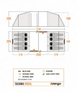 Vango Tacoma 800XL Tent Package -World Of Camping Tacoma800XLFloorplan LowRes