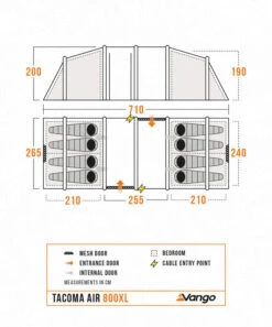 Vango Tacoma Air 800XL Tent - 2025 -World Of Camping TacomaAir800XLFloorplan LowRes small