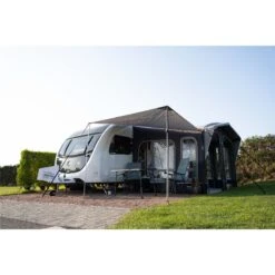 Vango Riviera Air Awning 390 Elements TC Package With Free Tall Annex Elements TC - Riviera, Caravan Awning Side Canopy And CP225 - Breathable Fitted Carpet - Riviera 390 -World Of Camping caravan awning side canopy