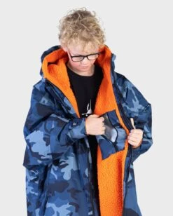 Dryrobe Advance Kids Long Sleeve Blue Camo / Orange -World Of Camping kids advance bluecamoorange 3