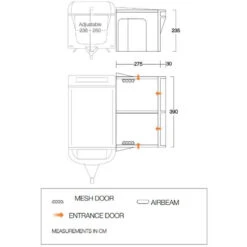 Vango Riviera Air Awning 390 Elements TC Package With Free Tall Annex Elements TC - Riviera, Caravan Awning Side Canopy And CP225 - Breathable Fitted Carpet - Riviera 390 -World Of Camping riviera air 390 elements tc 1