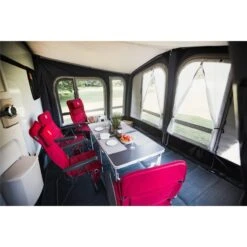 Vango Riviera Air Awning 390 Elements TC Package With Free Tall Annex Elements TC - Riviera, Caravan Awning Side Canopy And CP225 - Breathable Fitted Carpet - Riviera 390 -World Of Camping riviera air 390 elements tc 5